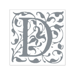 Elegant  bloeien letter D Monogram Zelfinktende Stempel