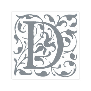 Elegant  bloeien letter D Monogram Zelfinktende Stempel