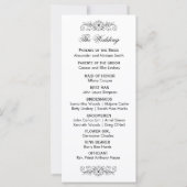 Elegant bloeien zwart-wit huwelijksprogramma (Achterkant)