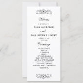 Elegant bloeien zwart-wit huwelijksprogramma (Voorkant)