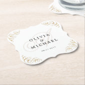 Elegant bloeiend kalligrafie monogram kartonnen onderzetters (Gekanteld)