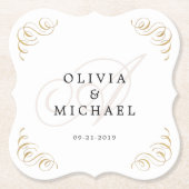 Elegant  bloeiend kalligrafie monogram kartonnen onderzetters (Voorkant)