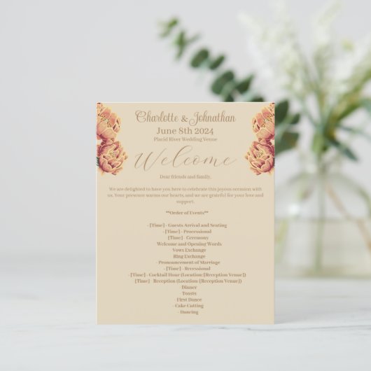 Elegant Bloeiende Cactus Trouwprogramma (Staand voorkant)