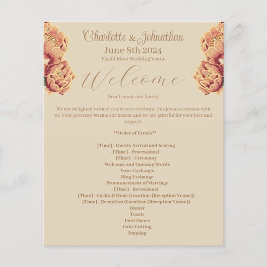 Elegant Bloeiende Cactus Trouwprogramma (Voorkant)