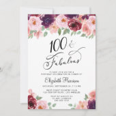 Elegant Bloem 100ste Verjaardagsfeestje Kaart (Voorkant)