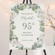 Elegant Bloem 95e Verjaardag Welkom Bord