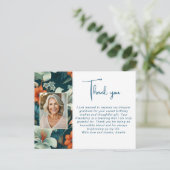 Elegant Bloem Blad Patroon Foto Bedankt Briefkaart (Staand voorkant)