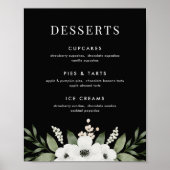 Elegant Bloem Botanisch Dessert Bar Menu Bord Poster (Voorkant)