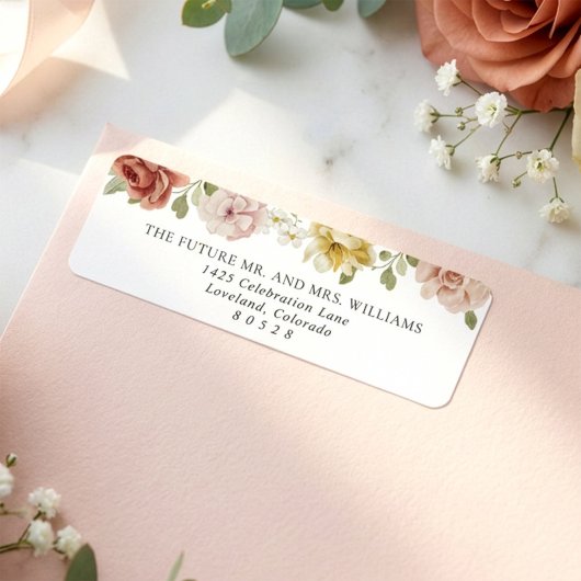 Elegant Bloem Bruiloft Retouradres Etiket