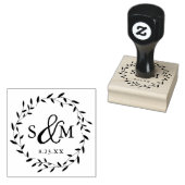 Elegant Bloem Bruilofts Monogram Rubberstempel (Gestempeld)