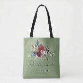 Elegant bloem bruin schrift bruidsmeisje tote bag (Voorkant)
