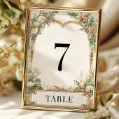 Elegant Bloem Goud Tafelnummer Trouwfeest