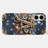 Elegant Bloem Gouden A Letter Monogram Case-Mate iPhone Case (Achterkant (horizontaal))