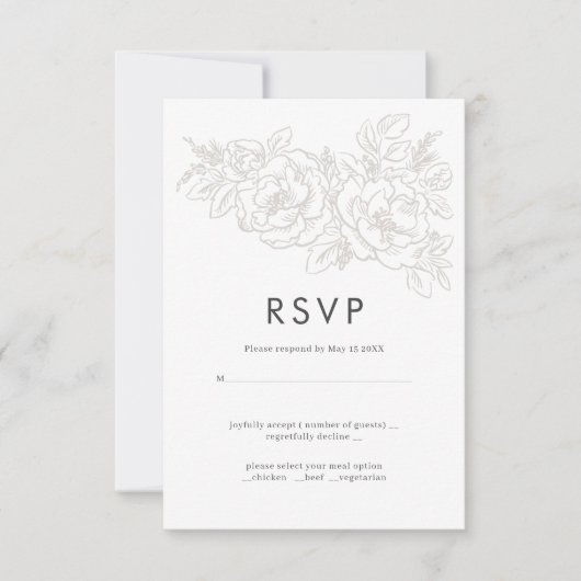 Elegant bloem hoekige trouw-RSVP-ontwerp RSVP Kaartje (Voorkant)