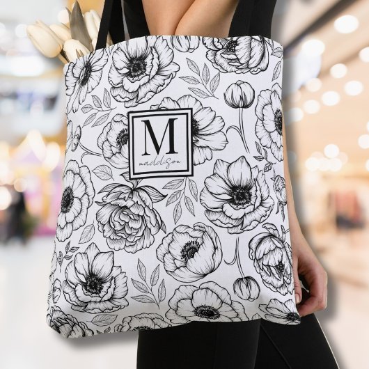 Elegant Bloem Initiaal Monogram Tote Bag