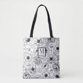 Elegant Bloem Initialen Monogram Tote Bag (Voorkant)