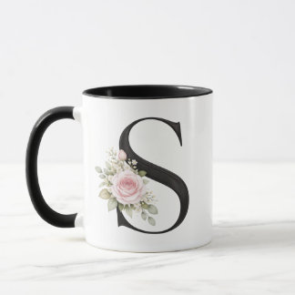 Elegant Bloem Letter S Monogram Logo Mok
