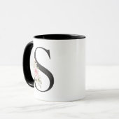 Elegant Bloem Letter S Monogram Logo Mok (Voorkant links)