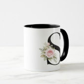Elegant Bloem Letter S Monogram Logo Mok (Voorkant rechts)
