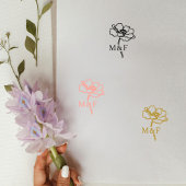 Elegant Bloem Monogram, Bruiloft Rubberstempel