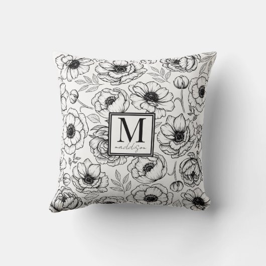 Elegant Bloem Monogram Kussen (Achterkant)