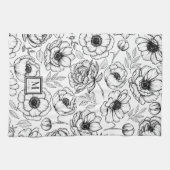 Elegant Bloem Motief Initiaal Monogram Theedoek (Horizontaal)