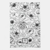 Elegant Bloem Motief Initiaal Monogram Theedoek (Verticaal)
