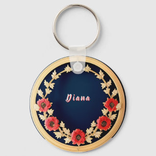 Elegant Bloem Motief Ontwerp Sleutelhanger