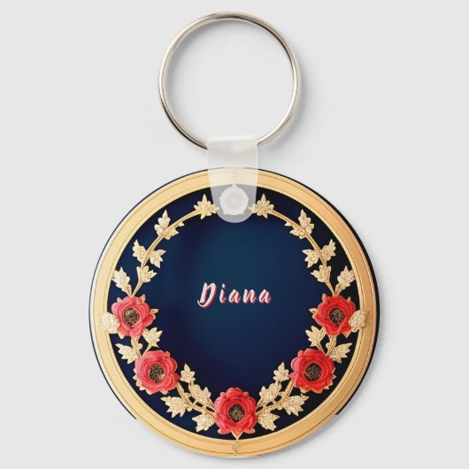 Elegant Bloem Motief Ontwerp Sleutelhanger (Voorkant)