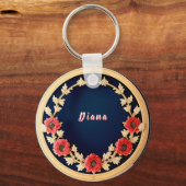 Elegant Bloem Motief Ontwerp Sleutelhanger (Voorkant)