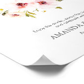 Elegant Bloem Open Bar Bordkaart  Poster (Hoek)