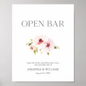 Elegant Bloem Open Bar Bordkaart Poster (Voorkant)