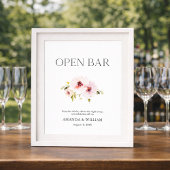 Elegant Bloem Open Bar Bordkaart  Poster