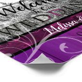 Elegant bloem pluim & zwart trouw welkom bord poster (Hoek)