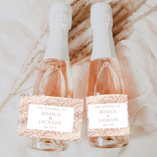 Elegant Bloem Roze Gouden Mousserende Wijnlabel Sparkling Wijnetiket