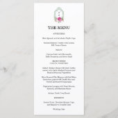 Elegant Bloem Roze Pioen Monogram Trouwdag Menu (Voorkant)