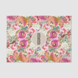 Elegant Bloem Rustiek Kraft Monogram Shabby Chic Tissuepapier