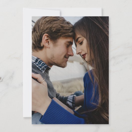 Elegant Bloem Stof Blauw Groen Huwelijk Save The Date (Achterkant)