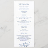 Elegant Bloem Vintage Sieraad Navyblauw Bruiloft Programmakaart (Achterkant)