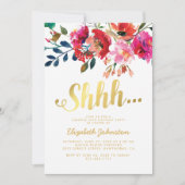 Elegant Bloem Wit Goud Verrassingsfeestje Kaart (Voorkant)