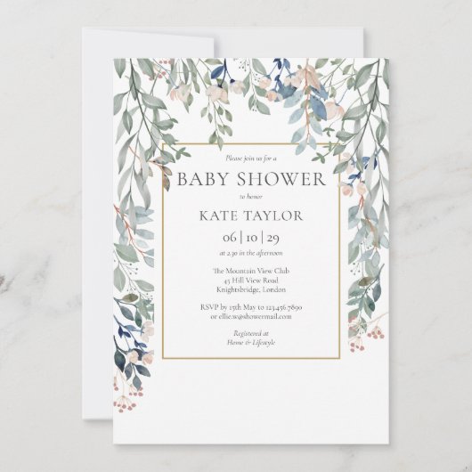 Elegant bloemblaadje bloemig Baby shower Kaart (Voorkant)