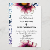 Elegant bloemblaadje bruiloft Kaart (Voorkant / Achterkant)