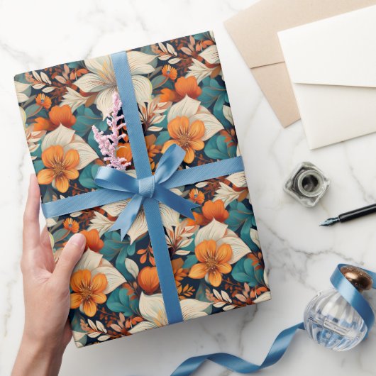 Elegant  Bloembladerpatroon Bloemen Cadeaupapier (Geschenken)