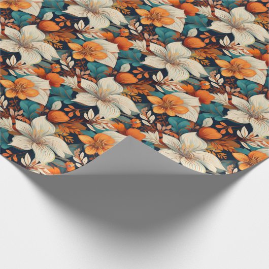Elegant  Bloembladerpatroon Bloemen Cadeaupapier (Hoek)