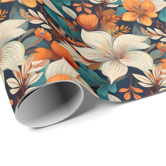 Elegant  Bloembladerpatroon Bloemen Cadeaupapier (Rol Hoek)