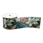 Elegant  Bloembladerpatroon Bloemen Satijnen Lint (Spoel)