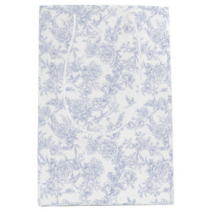Elegant Bloemblauw Frans Toile Medium Cadeauzakje