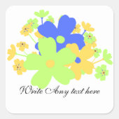 Elegant bloemblauw geel groen ontwerp vierkante sticker (Voorkant)