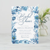 Elegant Bloemblauw Vrijgezellenfeest Kaart (Staand voorkant)