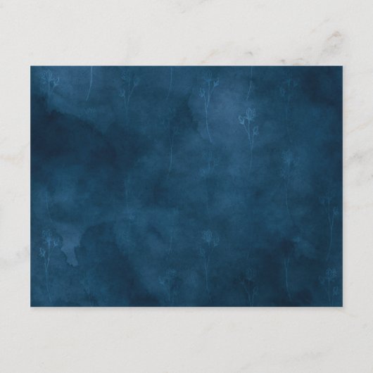 Elegant Bloemblauw Waterverf Trouwdetails Informatiekaartje (Achterkant)